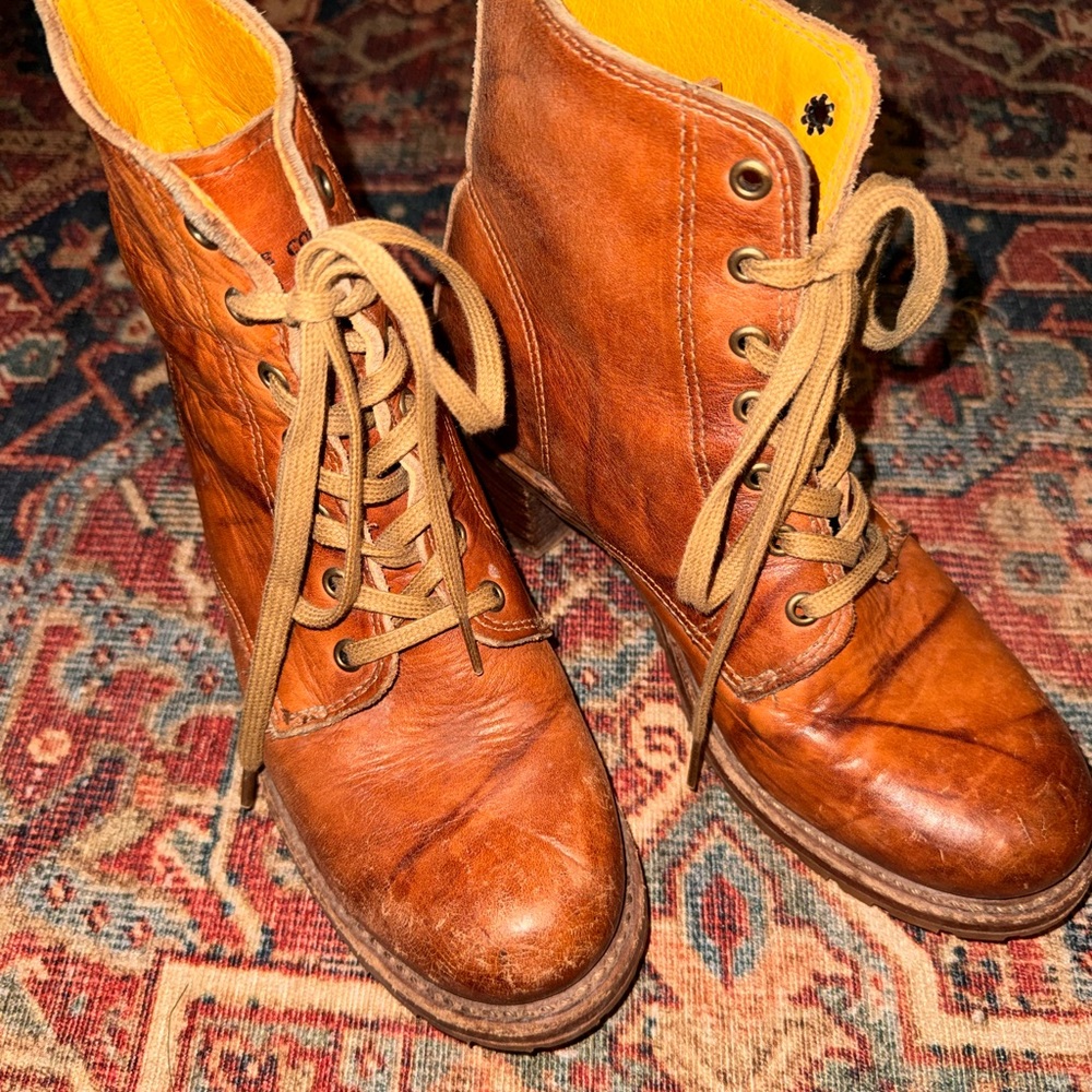 Frye Tan Leather Lace-Up Ankle Boots - Picture 5 of 6